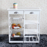 HAOYYE Kitchen And Dining Room Rolling Storage Cart With 2 Drawers 3 Baskets And 3 Shelves Multipurpose Mobile Organizer For Pantry Office Or Home White